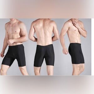 New Mens Swimwear Body Suit Shorts Compression Man Swimsuit Black